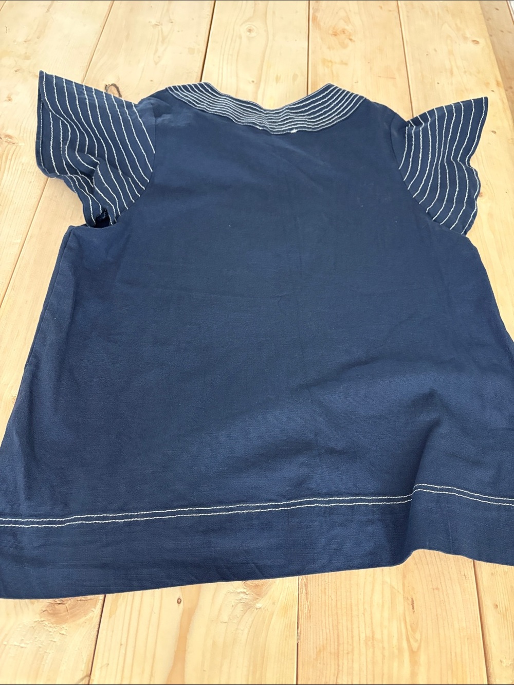 THLM Navy V-Neck Stitch-Trim Top - Picture 5 of 5